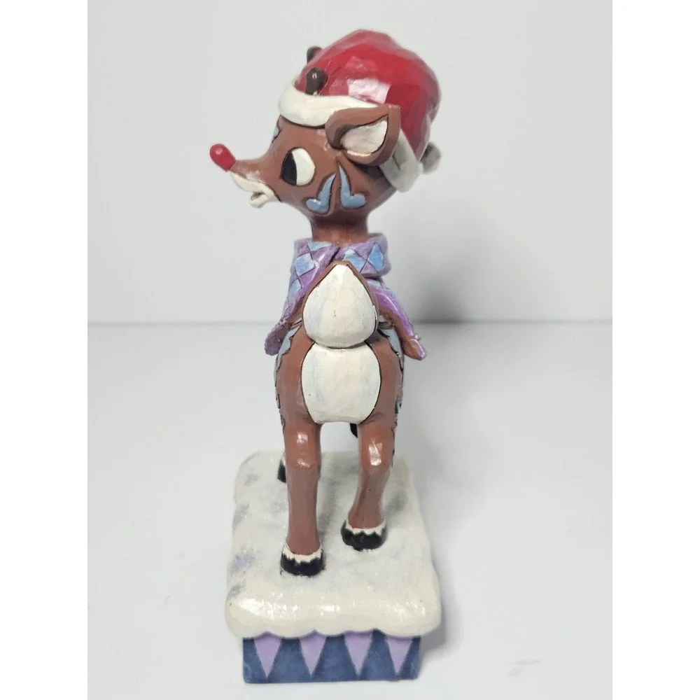 Jim Shore Rudolph Traditions Lighted Rudolph Wearing Santa Hat Figurine 4058340